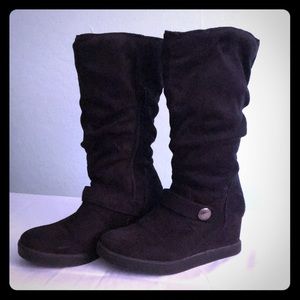Black mid boots 2” wedge heel